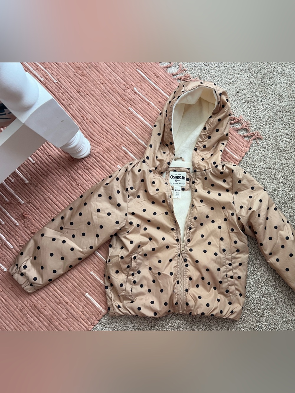 OshKosh B'gosh Beige Polka Dot Hooded Jacket